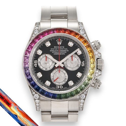 Rolex Cosmograph Daytona 116599RBOW Men’s Black Silver Diamond Watch