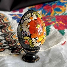 Ukrainian Petrykivka Wooden Easter Egg | Hand-Painted  Pysanky (870 mm) 01-131