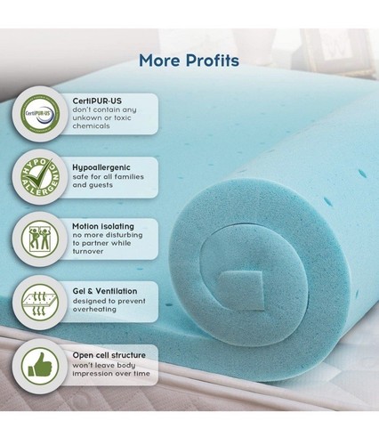 2 Inch Mattress Topper Twin XL Comfortable Memory Foam Bed Topper - Picture 2 of 5