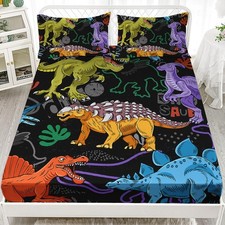Dinosaur Fitted Twin XL Size, 3D Cartoon Dinosaur Bedding Set for Boys,Funny ...