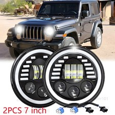 Dot 2pcs 7 Inch Led Headlight Round Hilo Halo Drl For Jeep Wrangler Jk Cj Lj Tj