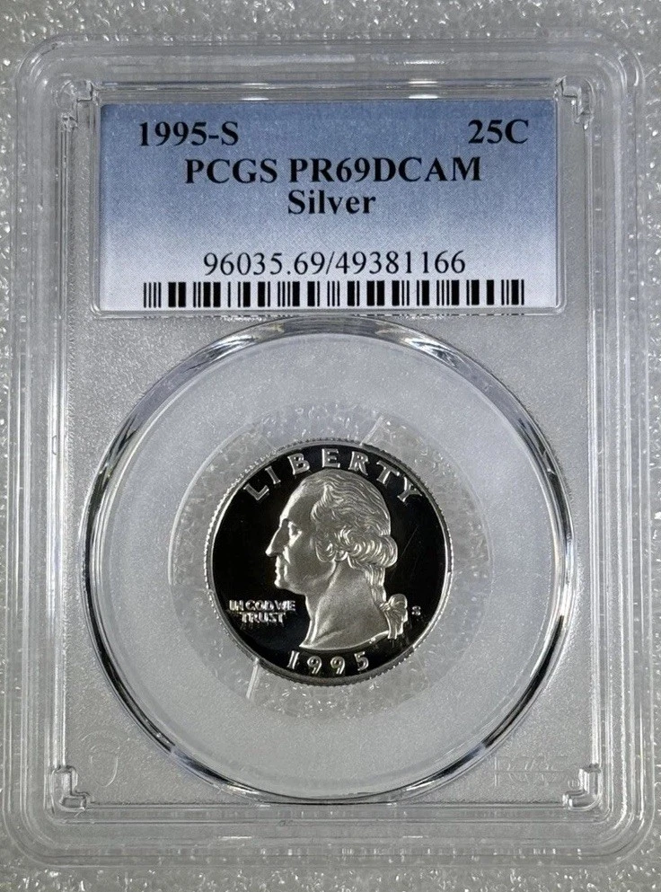 PCGS Certified PR 69 Graded 1995 Washington Quarters (1932-1998