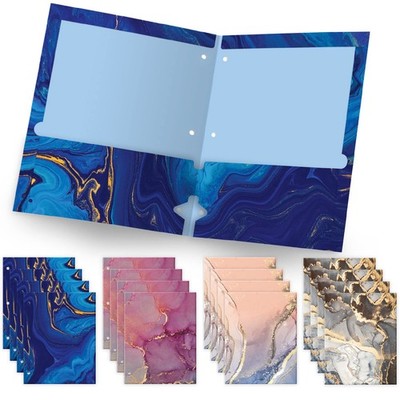 Deluxe Designer Pocket Folders, Letter Size, 3-Hole Punched, 4 Patterns, 16/p...