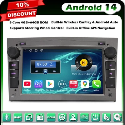 4+64GO Android 14 CarPlay Autoradio Opel Corsa D/C Astra H Zafira Meriva Signum - Photo 1/4