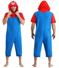 Super Mario Bros Halloween Costume Adult Union Suit Hooded Romper Onesie0 S/M