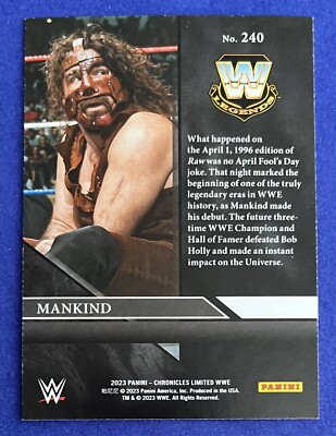 Mankind 2023 Panini Chronicles WWE LIMITED INSERT Card #240 Mankind 2023 Panini Chronicles WWE LIMITED INSERT Card #240