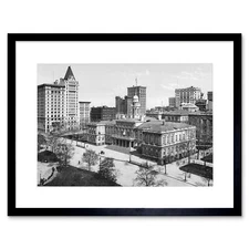 City Hall New York 1900 Vintage History Old BW Framed Wall Art Print