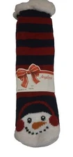 Snowman Warm Fuzzy Non-Slip Slipper Socks Gift Christmas Fireplace Comfort OS