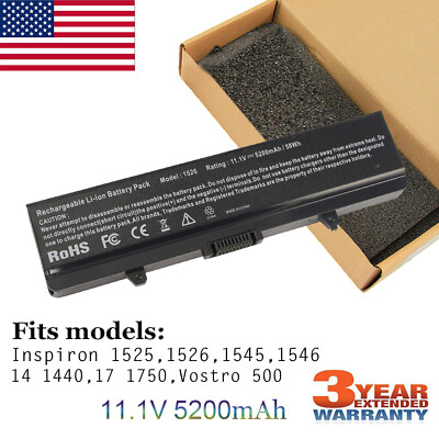 Battery for Dell Inspiron 1525 1526 1545 1546 1440 1750 Vostro 500 K450N J399N