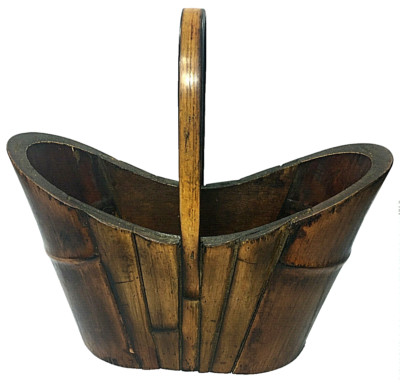 VTG Bamboo Brown Basket Bottle Stand Two Wine Bottle Holder 12''