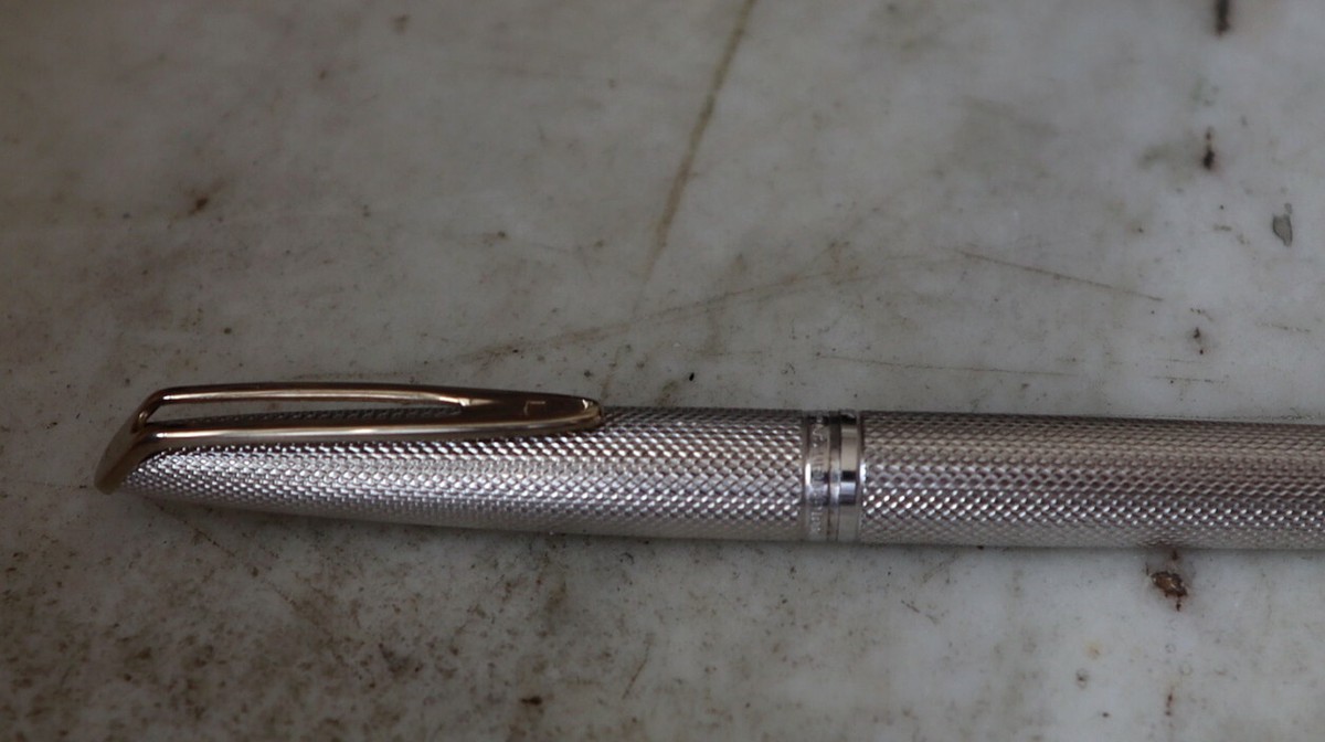 Stylo Waterman Argent Massif Grain D'orge - Modèle CF, Excellent état, Recharge Incluse