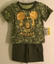 Mickey Mouse 12M 18M 2T 3T 4T 5T Toddler Baby Boy 2-Pc Shirt & Shorts Outfit Set