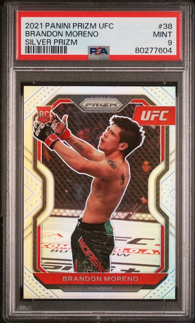 Brandon Moreno 2021 Panini Prizm UFC #38 Silver Prizms Rookie Card RC PSA 9 Mint