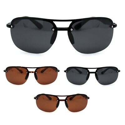 Polarized Mens Classic 90s Half Rim Rimless Style Racer Sunglasses