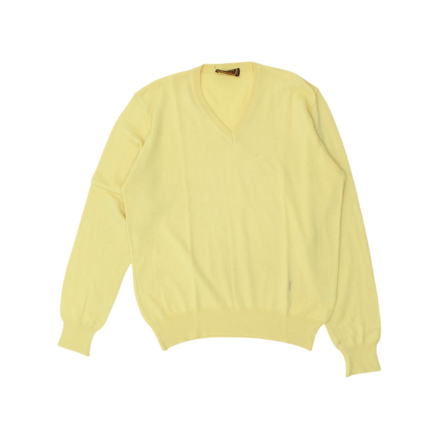 Maglione Yves Saint Laurent Maglione maglia scollo a V vintage da uomo giallo di design