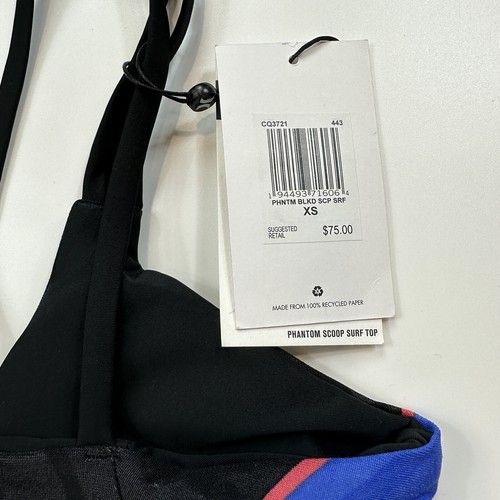 Hurley Phantom Scoop Surf Bikini Top Black Blue Size XS - Picture 4 of 7