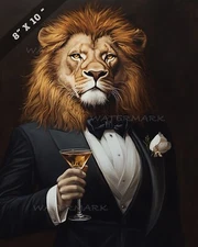 Alion in tuxedo holding martini glass - 8x10 Matte Print