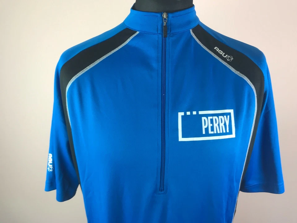 AGU Venezia Blue Cycling Jersey Men's Size 2XL 1/2 Zip Short Sleeve Bike Shirt - Image 2 of 4