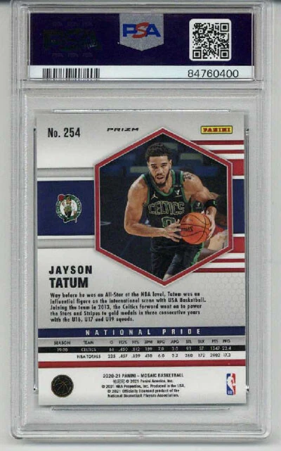 2020 PANINI MOSAIC GREEN MOSAIC NATIONAL PRIDE JAYSON TATUM CELTICS PSA 10 RARE - Image 2 of 2
