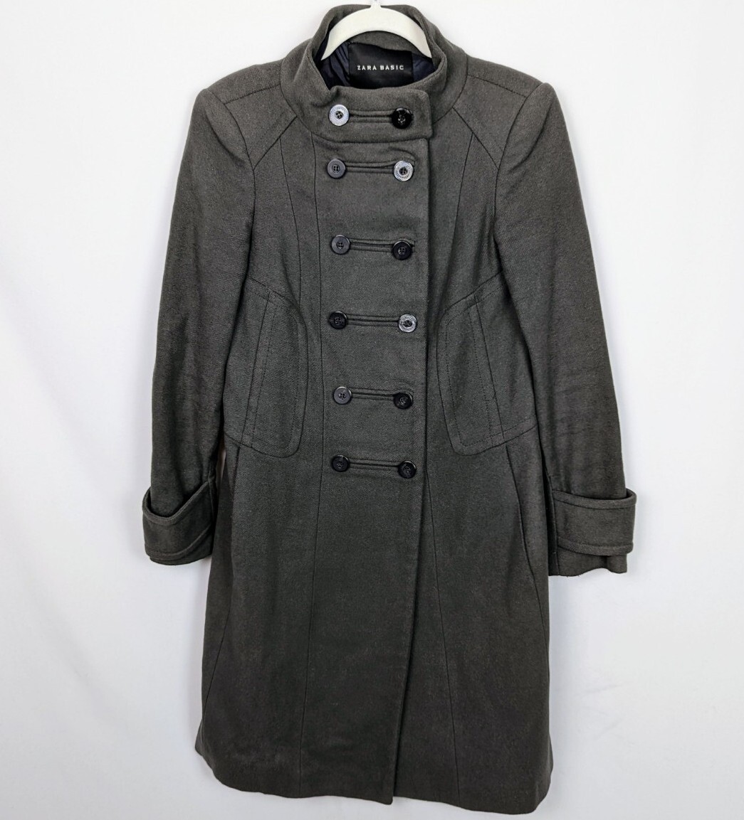 Zara Basic Double Breasted Wool Classic Military … - image 1