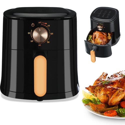 5.5L Manual Air Fryer Large Oven Low Fat Healthy Oil free Frying 1800W Black UK - Picture 2 of 35