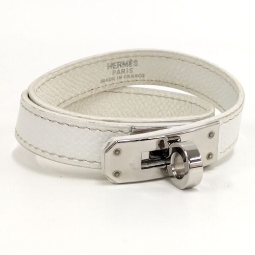 HERMES Leather Bracelet Kerry Double Tour White - Picture 1 of 10