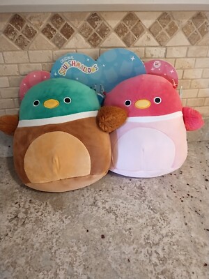 Squishmallow 8''Avery & Della SET Pink Mallard Duck Plush Valentine Squishmallows
