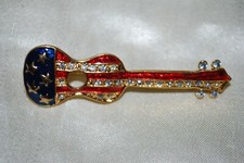 Patriotic Guitar Pin Flag USA July 4th Music Musician Band Combo Fender Gibson