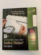 Avery 100% Recycled Index Maker Dividers, White 5-Tab, 5 Sets (AVE11580)