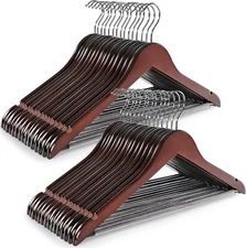 TOPIA HANGER Wooden Coat Hangers 30 Pack, Cherry Wood Suit 30 PCS, 