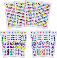 1126Pcs Rhinestone Stickers Self-Adhesive Bling Craft Jewels Crystal Gem Sticker