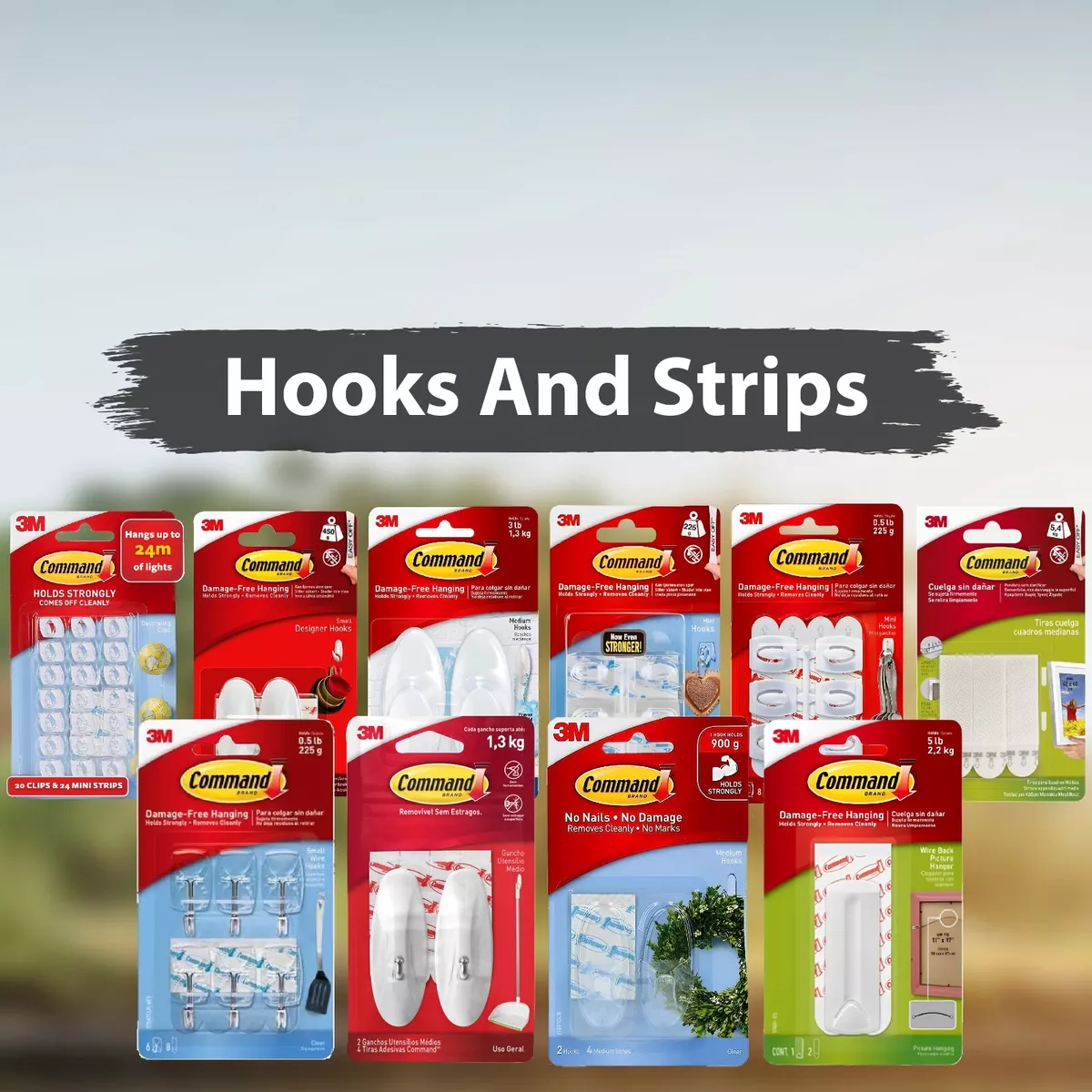 3M Command Strips Picture Frame Hanging Wall Hooks Hanger Clips Damage Free