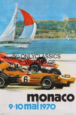 1970 MONACO GRAND PRIX 11X17 POSTER AUTO RACING FORMULA ONE INDY CAR & SAILBOAT