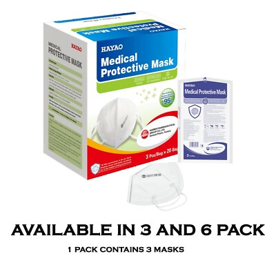 Hayao Medizinische Schutzmasken Mund-Nasen-Schutz 3er Pack & 6er Pack Beutel