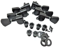 3x3 Black Guitar Tuners 18:1 Ratio - Black Keystone Button