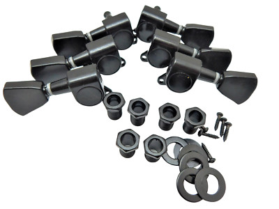 3x3 Black Guitar Tuners 18:1 Ratio - Black Keystone Button