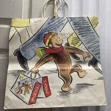Macy’s Vintage Curious George Monkey Christmas Paper Gift Shopping Bag