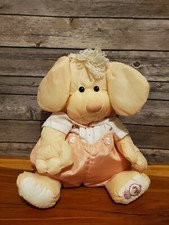 Vintage 1986 FISHER PRICE PUFFALUMPS PEACH PUPPY DOG Stuffed Animal PLUSH TOY