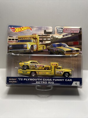 Hot Wheels Team Transport '72 Plymouth Cuda Funny Car Retro Rig