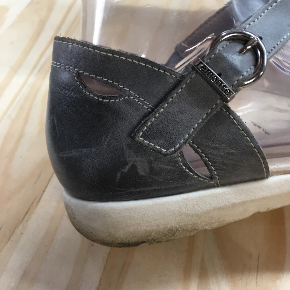 Zapatos Remonte Mujer 42 T Correa Recortada Planos Cuero Azul Grisáceo Gancho Lazo Foto 3 de 4