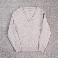 Women's Hawick Knitwear Small Gray Long Sleeve Wool V Neck Pullover Sweater