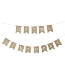 Happy Birthday Banner for Birthday Party Decorations, Rustic Burlap Bunt