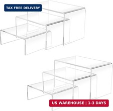 2 Sets Acrylic Display Risers 3",4",5" Clear Product Stand,Cupcakes Ho
