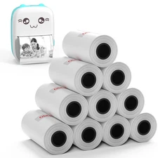 57x30mm Thermal Paper White 10 Rolls, Non-Adhesive Thermal Paper Roll for Min...