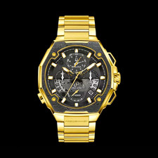 Bulova Series X Men's Gold-Tone Chronograph Quartz Watch Black Dial w/ Box