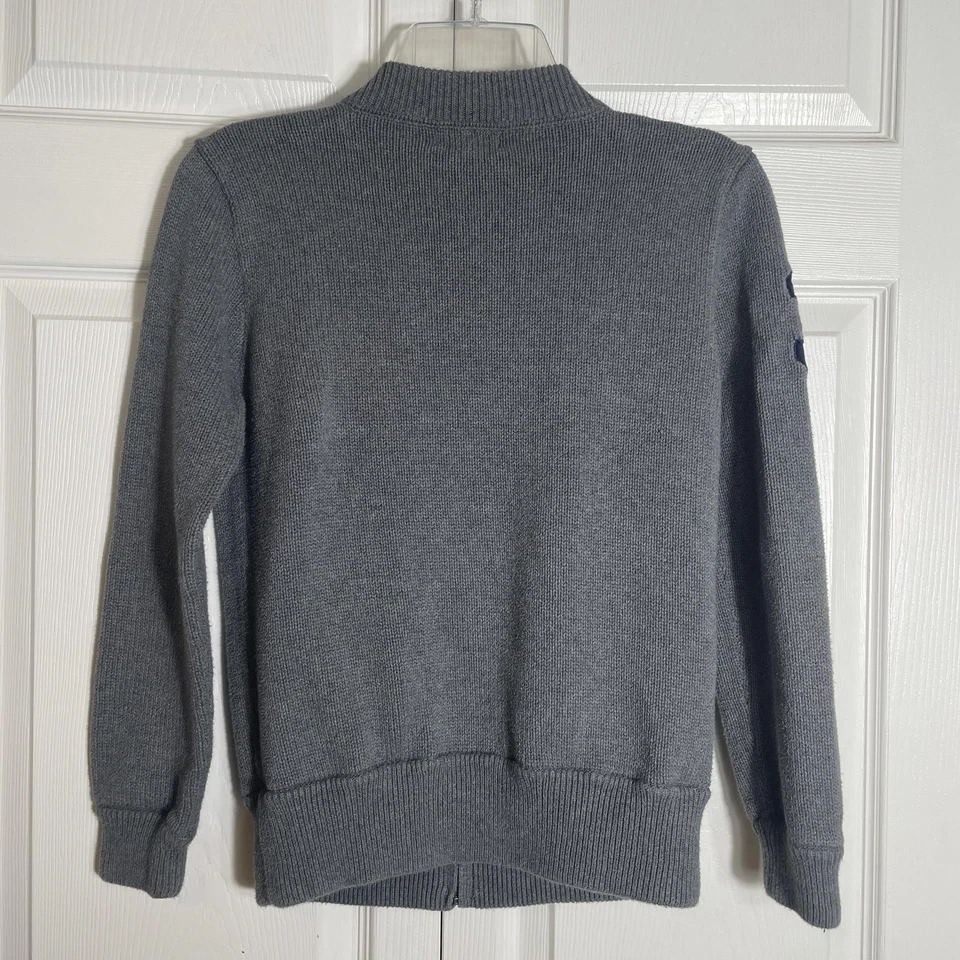 Y2K Polo Ralph Lauren Cardigan Boys Large 14-16 Gray Full Zip Big Pony 3 Logo - Image 3 of 4