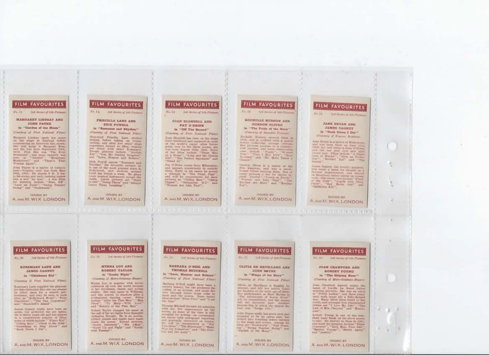 Full original set of A M Wix Film Favourites (3rd series) 1939 - Image 4 of 4