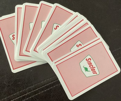 Vintage Case Pinochle Deck Playing Cards SINCLAIR Gas Oil Dino Dinosaur Jokers