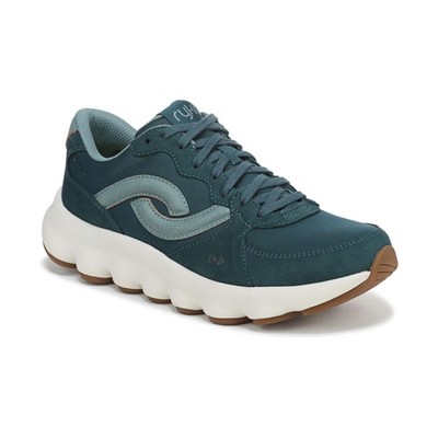 Ryka Podflow Retro Lace Up Walking Sneakers Deep Sea Green Mesh Fabric SZ 5