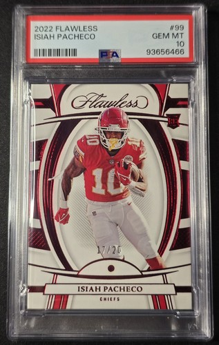 2022 Flawless Isiah Pacheco RC Ruby 17/20 PSA GEM MT 10 NO 99